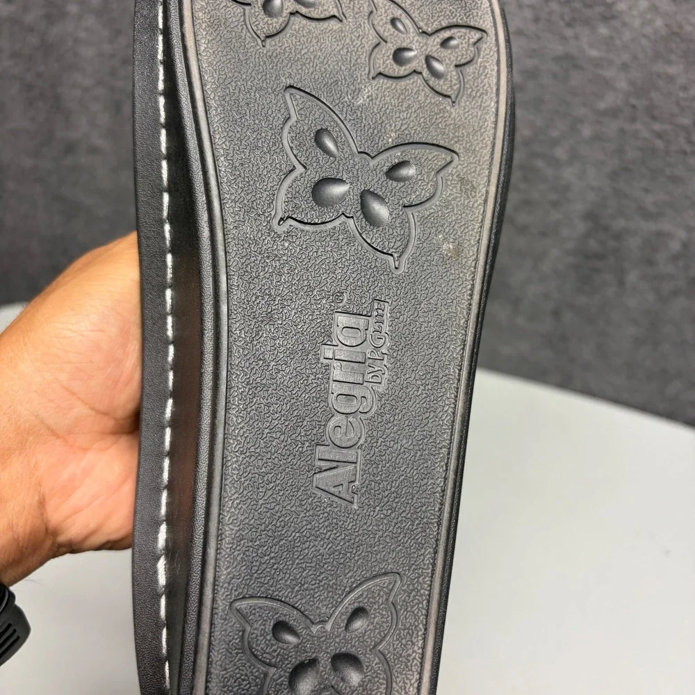 Alegria Paloma Black Crackle Leather Mary Jane Shoes BEL-558 Womens 10.5